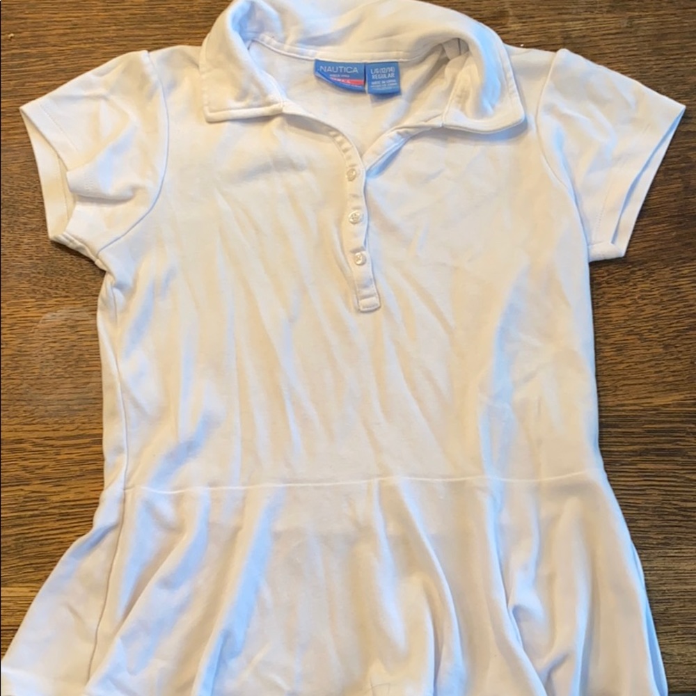 White collared shirt with ruffles!